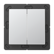 A close-up of a Casambi 2-Button Wireless Wall Switch, Model Jung BLE A 595, featuring a black frame and two white rectangular buttons labeled OBEN and TOP at the top; this switch operates battery-free.
