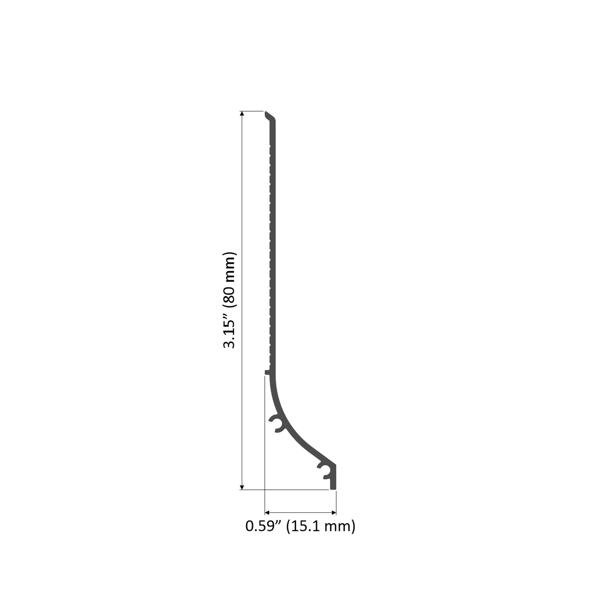 Non-illuminated Aluminum Skirting Profile ~ Model Base