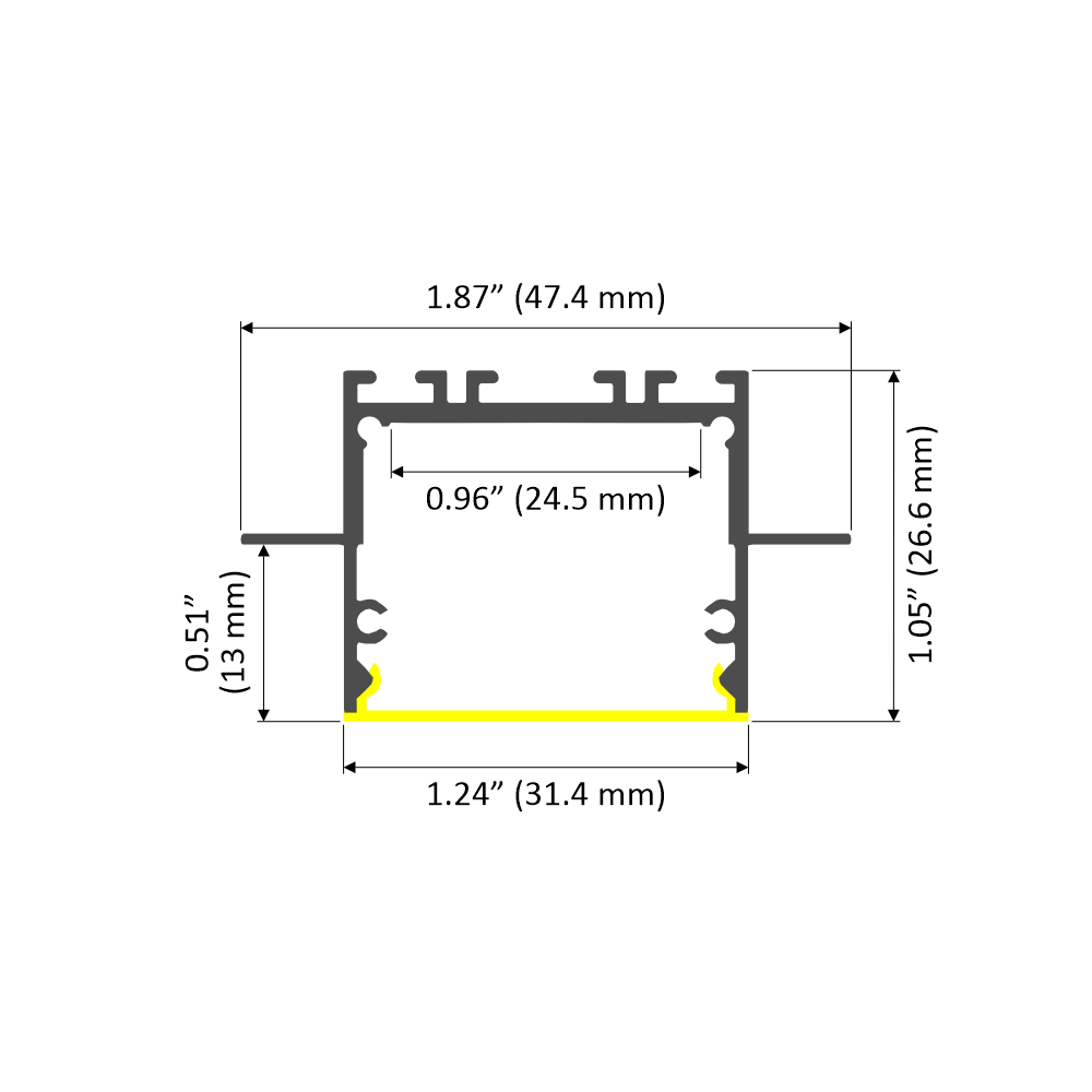 1" Ceiling/Wall Recessed Linear LED Lighting Profile ~ Model Belfast - Wired4Signs USA - Buy LED lighting online