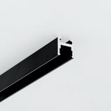 A black, U-shaped 0.51″ Suspended/Surface Mount Bendable LED Channel ~ Model Bend8 with an exposed silver-toned interior rail for curved lighting installations.