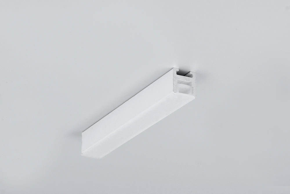 A straight, white, rectangular 0.51″ Suspended/Surface Mount Bendable LED Channel ~ Model Bend8 mounted to a ceiling.