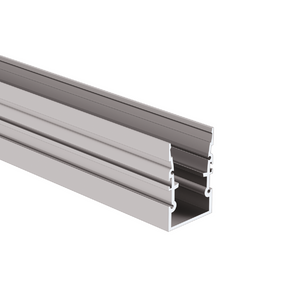 The Complementary Mounting Profile ~ Model HR-MAX-TW is a 3D-rendered aluminum profile featuring multiple grooves and channels, shown at an angle against a white background.