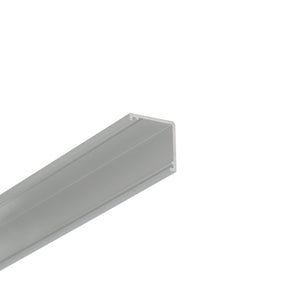 A close-up of the Corner LED Channel ~ Model Cabi12 Duo, shown diagonally on a white background, featuring a gray aluminum hollow rectangular profile ideal for corner mounting in retail displays.