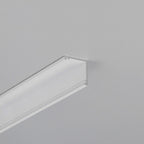 Close-up of the Corner LED Channel, Model Cabi12 Duo, a modern rectangular LED ceiling fixture with a frosted cover and sleek profile, mounted on a plain light gray ceiling.
