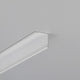 Close-up of the Corner LED Channel, Model Cabi12 Duo, a modern rectangular LED ceiling fixture with a frosted cover and sleek profile, mounted on a plain light gray ceiling.