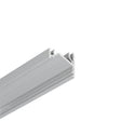 Close-up of the Surface Mount Corner LED Channel (Model Corner12.v2), a silver aluminum profile with a rectangular cross-section, grooves, and channels—ideal for framing or structural use and perfect for housing LED strip lights.
