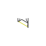 The Surface Mount Corner LED Channel ~ Model Corner12.v2 is a sleek black aluminum LED profile with an angled design and a yellow diagonal accent, perfect for under cabinet lighting, displayed on a plain white background.