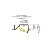 Recessed LED Channel for Angled Lighting ~ Model Diagonal10