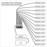 DIN-Rail RGBW Distribution Terminal Block Assembly