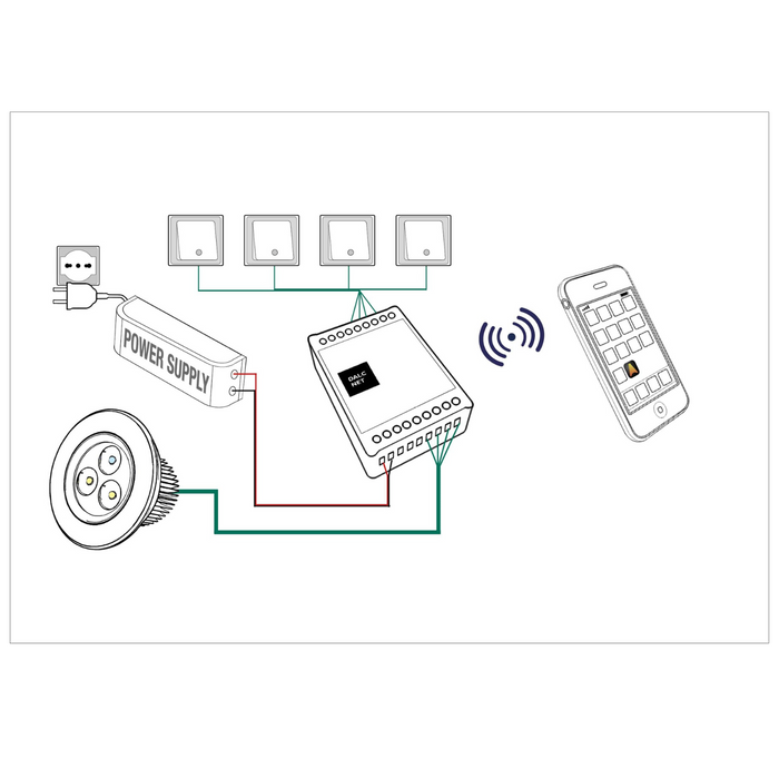 Casambi 4-Ch Constant Current LED Controller (350mA) ~ Model DLX1224-4CC350-CASAMBI