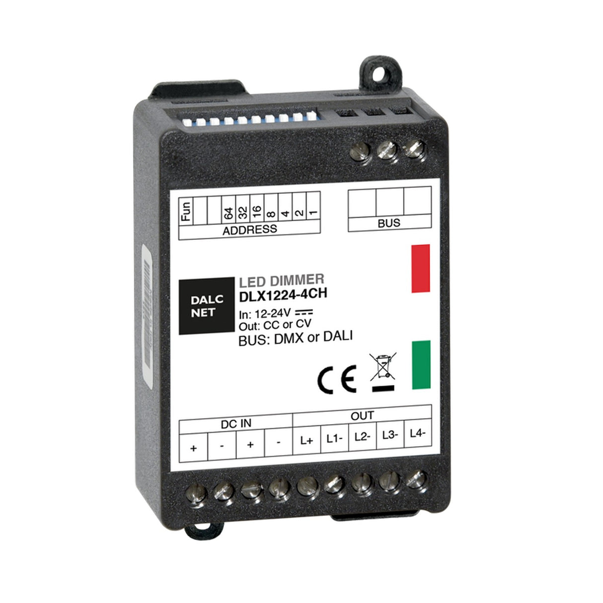 RGBW 4-Ch Constant Current LED Controller with DALI (500mA) ~ Model DLX1224-4CC500-DALI