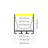 Surface Mount LED Aluminum Channel ~ Model SPL35-FL [Profile Only]