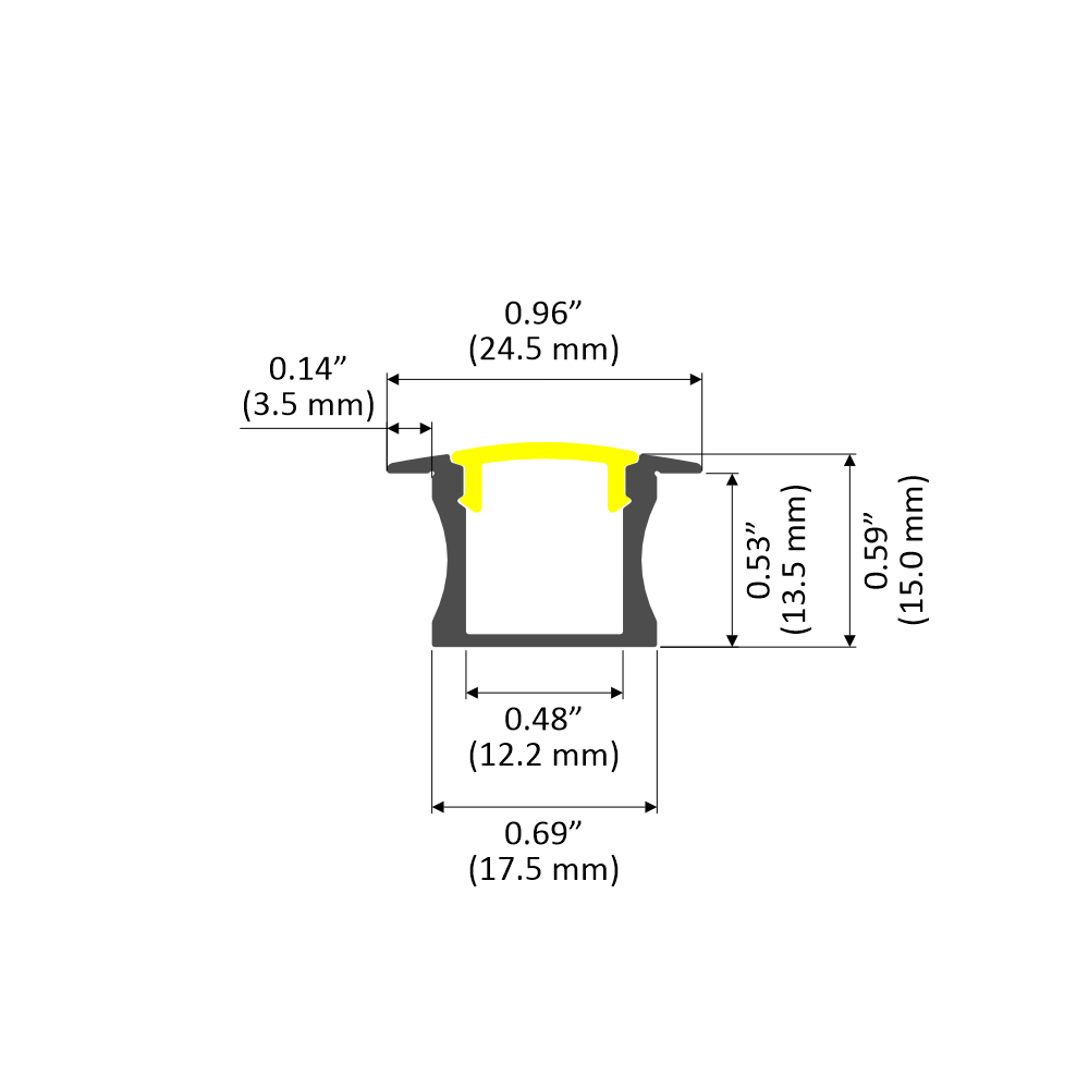 Recess LED Strip Channel ~ Model RSL15 [Profile Only]