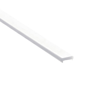 The LED Diffuser for Treadable Easy-On XL Profiles is a long, narrow, white plastic trim piece with a flat surface and slightly raised edges, shown against a plain white background.