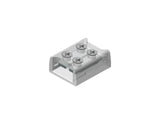 The 2-Pin Solderless White LED Strip Screw Connector (8mm) from the EnoLED Series is a transparent plastic electrical connector block featuring four circular openings for wires, each with visible metal contacts to ensure reliable connectivity. Ideal for securely joining electrical cables in LED tape light connector installations, this connector offers an easy and dependable solution for LED strip lighting setups.