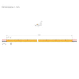 Diagram of the Narrow COB IP20 High CRI LED Strip (24V) ~ Elite Gold Slim Series: a 6000x10 mm yellow LED strip with high-performance COB tech, cut marks every 200 mm, and a flexible 1.8 mm thickness. All dimensions in millimeters.