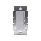 A silver and white Compact Wall Switch LED Driver & Dimmer (12V) from the EnoLED EnoDim Series, featuring a horizontal slider for seamless control, is displayed against a plain white background.