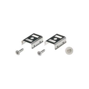 Two Standard Mounting Brackets for FLX Stix CDV, two screws, and a small white plastic refrigerator lighting component are displayed on a white background.