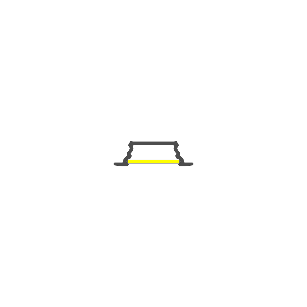 A simple black outline of a sandwich with a single yellow layer in the middle, set against a plain white background—reminiscent of the clean, modern design elements found in the 0.42″ Recessed LED Channel ~ Model Groove10.v2.