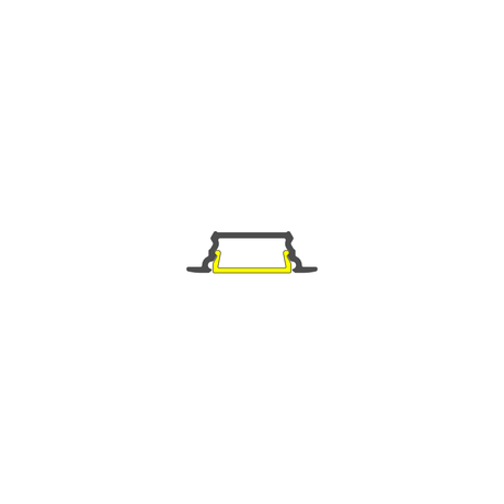 A minimalist drawing of a pet food bowl with a yellow outline centered on a white background, inspired by the clean lines and modern aesthetic of the Groove10.v2 0.42″ Recessed LED Channel often used in contemporary furniture lighting design.