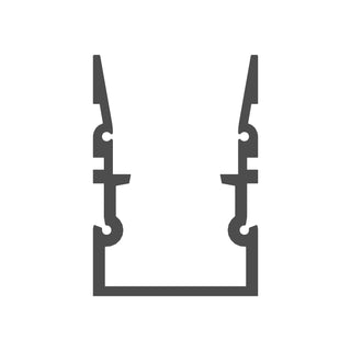A simple black outline of an abstract, symmetrical U-shape with jagged top edges on white, inspired by the Complementary Mounting Profile ~ Model HR-MAX-TW from the HR-MAX driveway system.