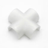 The Drop Ceiling Join Cover for 1.5" Round Profiles is a white plastic cross connector with four open ends, perfect for seamless LED tube installation or integration with drop ceiling LED join covers. Shown on a plain white background.