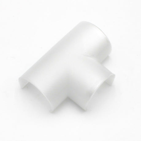 Drop Ceiling Join Cover for 1.5" round profiles, T-shaped white plastic fitting, perfect for seamless LED tube or diffuser installation, shown on a plain white background.