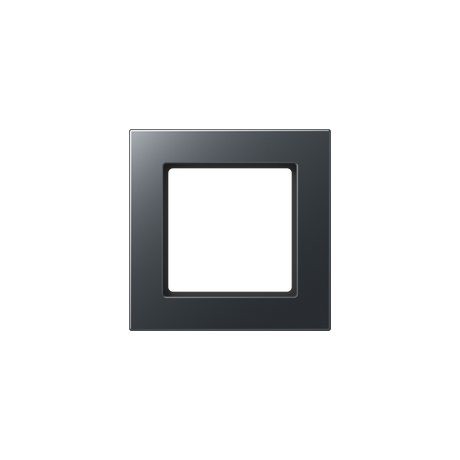 The Thermoplastic 1‑Gang Surface Mount Cap ~ Model A 5581 BF A is a square, high-gloss metallic black switch with a subtle diagonal line design, offering a modern look on its thermoplastic surface.