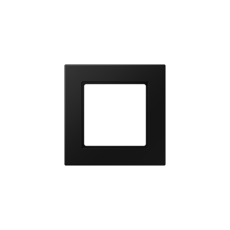 The Thermoplastic 1‑Gang Surface Mount Cap ~ Model A 5581 BF A is a black frame with a recessed center, made from quality thermoplastic. Its minimal, modern look suits contemporary interiors and contrasts well against white surfaces.