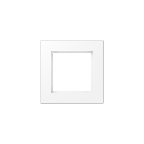 The Thermoplastic 1‑Gang Surface Mount Cap (Model A 5581 BF A) is a white square frame with a central transparent section, designed for surface mounting against plain white surfaces.