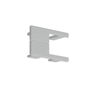 A gray, rectangular plastic End Cap for KRAV-05IN Profile, featuring two parallel prongs extending outward, shown against a plain white background.