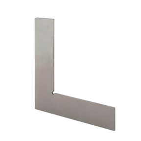 The 90 Degree Angle Bracket for Frankfurt Profile is a steel tool with two flat, rectangular arms joined at a right angle, ideal for measuring and marking precise 90-degree angles in woodworking or metalworking.