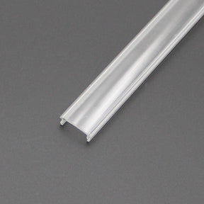 A transparent, U-shaped plastic channel strip—Diffuser for SLW8, RSLW8, SLW15, RO38, Wall LED Lamp series profiles—is shown on a plain gray background and is ideal for use as a cover or diffuser for compatible LED lamps.