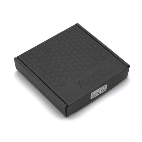 A black, square cardboard box labeled "Xpress" with a subtle pattern and side sticker, ideal for the Casambi basicDIM Bluetooth LED Wall Remote Control (Model Xpress-LR). Shown against a white background.