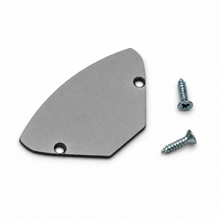 Anodized, aluminum end caps for ALU45-Wide profile, without cable hole (each) in gray with two screw holes and two included metal screws.
