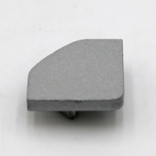 The End Cap for Alu-45 Profile is a small, flat, gray aluminum piece with a beveled edge and a bottom peg, shown on a plain white background.