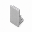 A small gray Plastic End Cap for Hannover Profile, 3D-printed and shaped like an open book, stands upright on a white background.
