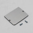 The Aluminum End Cap for PL55-FL Profile is shown on a white surface with two small screws. It is rectangular with two holes in opposite corners, designed specifically for use with the PL55-FL Profile.
