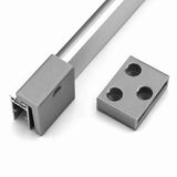 Wall Mounting Bracket for Hannover Profile and a separate flat metal plate with three holes, both displayed on a white background. The main bracket features an open slot, resembling the design of a typical Hannover profile mounting solution and is likely intended for secure structural or mounting applications.
