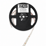 A black plastic reel labeled WS holds a coiled White High Output IP68 Waterproof LED Strip (24V) ~ King Protea Series, partially unwound, with visible white LED bulbs and copper contacts along the strip.