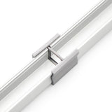Close-up of a Linear Connector for SL15 Profile joining two aluminum extrusion profiles in a straight line on a white background—ideal for Slimline 15mm LED profiles.