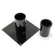 The Steel Base for 2.56" Round Profiles is a black metal floor stand with a glossy square steel base, a central cylindrical tube, and an additional matching round diffuser profile sleeve.