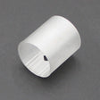 A translucent straight joiner for the Neon Redondo XL Profile, featuring a semi-transparent cylindrical white sleeve with a small rectangular side cutout, is displayed on a plain dark background.