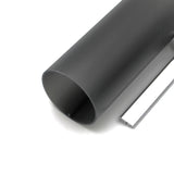 A 2.56" Round Acrylic LED Lighting Tube (Model Sierra65) in black is displayed beside a long, narrow metallic strip, both set against a white background.