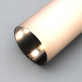 A close-up of the 2.56" Round Acrylic LED Lighting Tube, Model Sierra65, displays its metallic gold-finished cylinder with an open end revealing a circuit board and a glowing LED—features found in advanced acrylic LED tube designs.