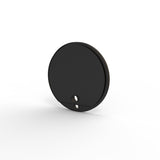 A black, round, flat Plastic End Cap for Sierra65 Profile with two small holes near the bottom edge, shown on a plain white background.