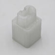 A compact, translucent, 3D-printed Square Tube Light Adapter with a rectangular base and notched U-shaped top—ideal for easy LED signage retrofits—is shown against a white background.