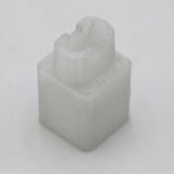 The Square Tube Light Adaptor is a small, translucent, rectangular 3D-printed plastic piece with a hollow U-shaped notch on top, designed for fluorescent tube replacement. It is shown on a plain white background.