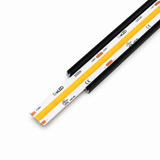 A close-up of the COB IP20 Dotless LED Strip (24V) ~ UniBasic Series, featuring a yellow lighting strip with black edges and labeled 24V and 3500K, set against a white background.