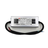 The Compact IP67 Waterproof LED Driver (24V) from the Meanwell XLG Series is a rectangular unit with black cables at each end, clear input/output labels, and technical specs on the front—designed for efficient, reliable LED power.